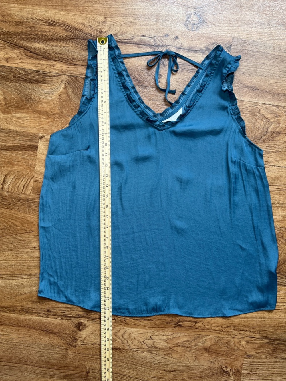Lauren Conrad XL Blue Ruffle Sleeveless Blouse Tie Back Tank Top soft girl - Picture 5 of 8